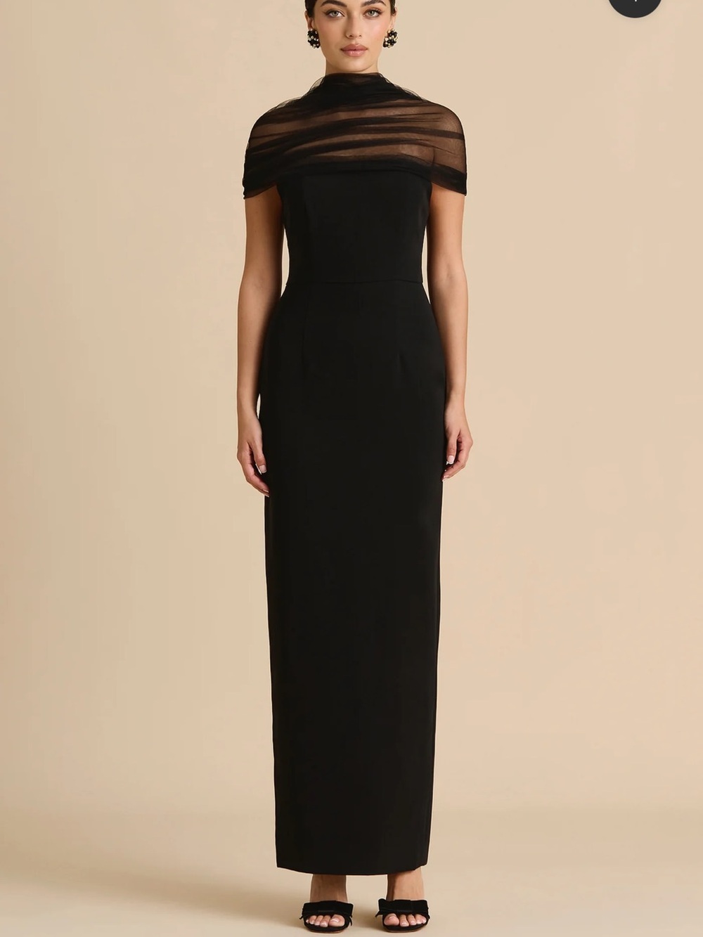Black Sheer-Overlay Maxi Dress